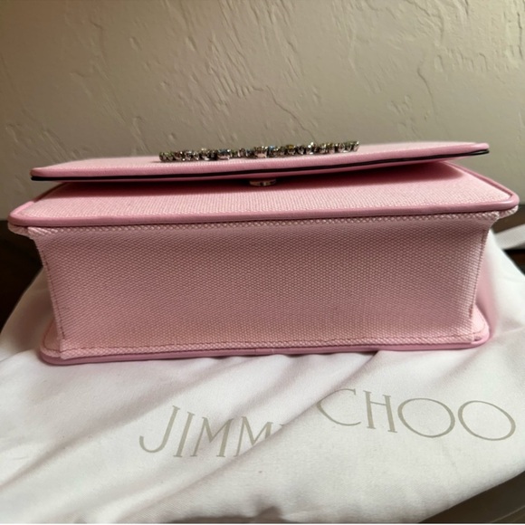 Jimmy Choo Pink Crystal Logo Clutch - Picture 4 of 7